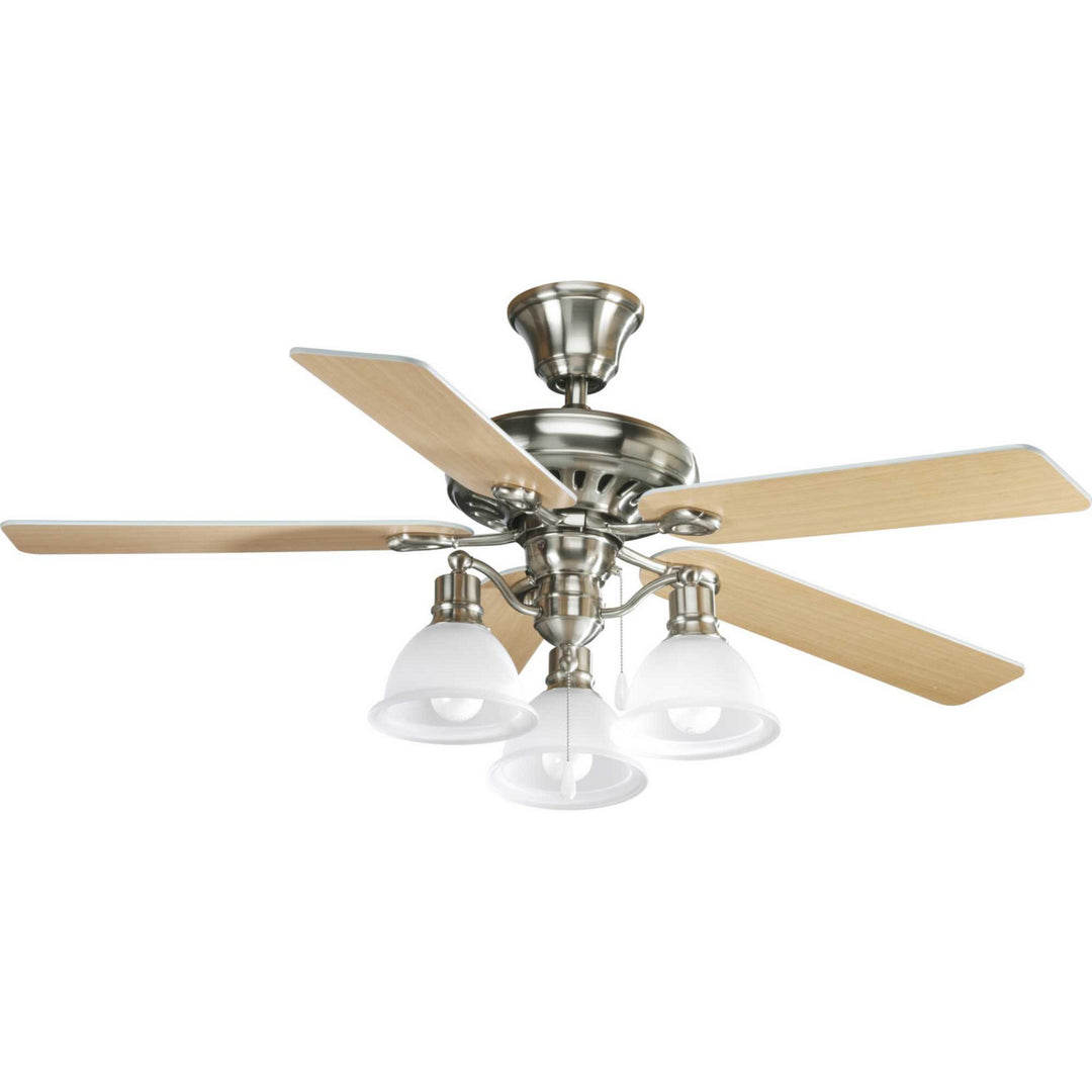 Progress Airpro Signature P2521-09 Ceiling Fan - Brushed Nickel, White, Natural Cherry/