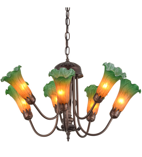 Meyda Tiffany Amber/Green 160614 Chandelier Light - Mahogany Bronze