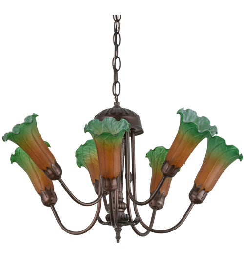 Meyda Tiffany Amber/Green 160614 Chandelier Light - Mahogany Bronze