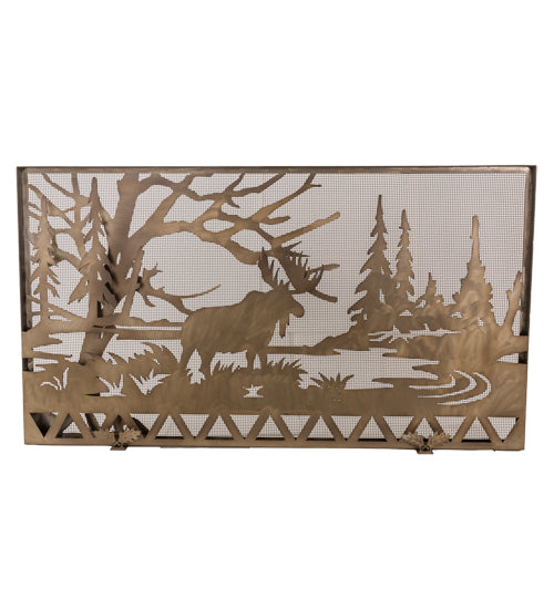 Meyda Tiffany Lighting 160770 Moose Creek Fireplace Screen Home Decor Copper/Antique/Verde