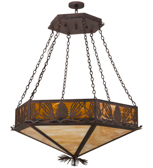 Meyda Tiffany Mountain Pine 160953 Pendant Light - Rust, Wrought Iron