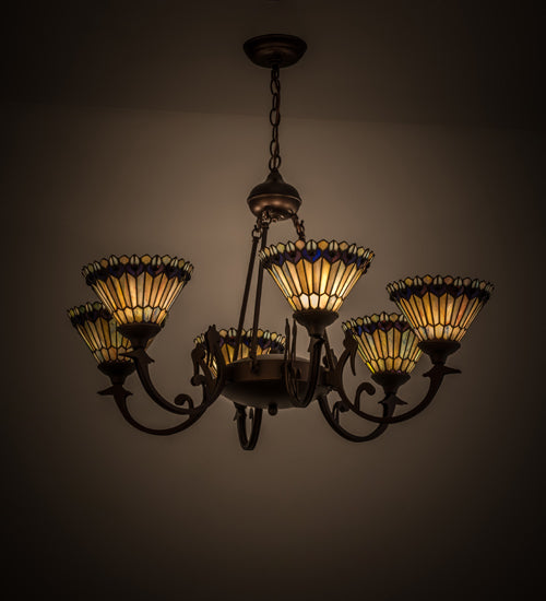 Meyda Tiffany Tiffany Jeweled Peacock 16099 Chandelier Light - Mahogany Bronze