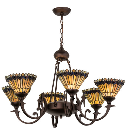 Meyda Tiffany Tiffany Jeweled Peacock 16099 Chandelier Light - Mahogany Bronze