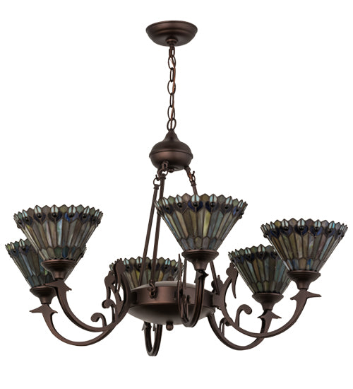 Meyda Tiffany Tiffany Jeweled Peacock 16099 Chandelier Light - Mahogany Bronze