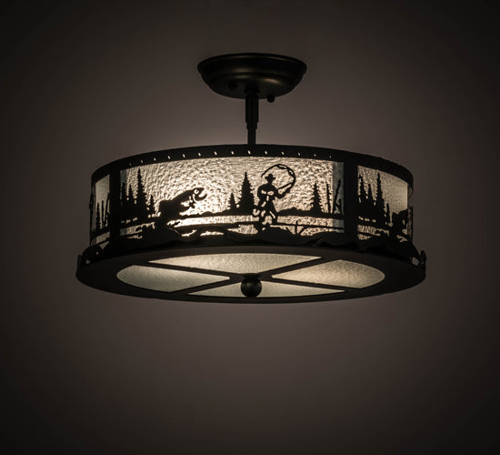 Meyda Tiffany Fly Fishing Creek 161317 Ceiling Light - Mahogany Bronze