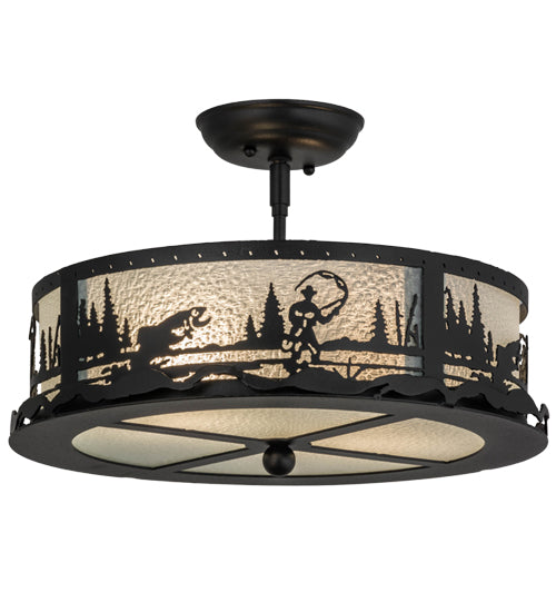 Meyda Tiffany Fly Fishing Creek 161317 Ceiling Light - Mahogany Bronze