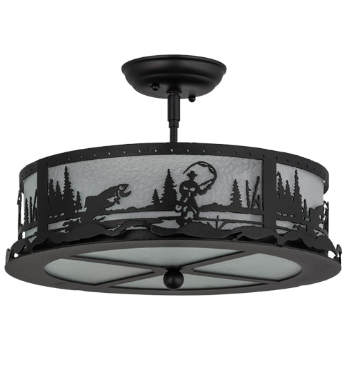 Meyda Tiffany Fly Fishing Creek 161317 Ceiling Light - Mahogany Bronze