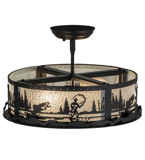 Meyda Tiffany Fly Fishing Creek 161317 Ceiling Light - Mahogany Bronze