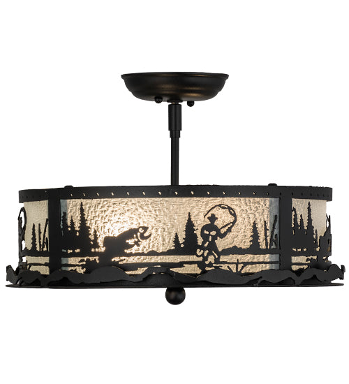 Meyda Tiffany Fly Fishing Creek 161317 Ceiling Light - Mahogany Bronze