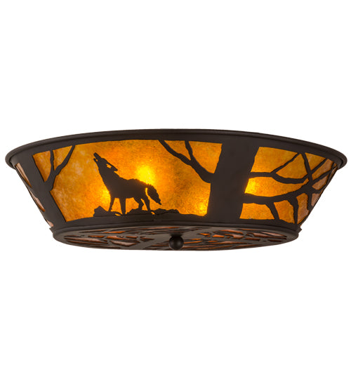 Meyda Tiffany Northwoods Wolf On The Loose 162070 Ceiling Light - Oil Rubbed Bronze