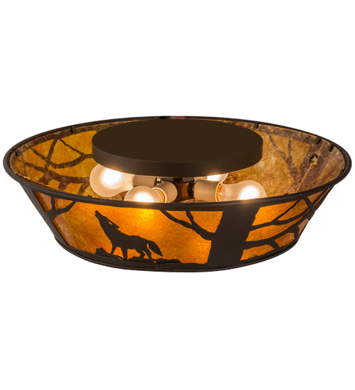 Meyda Tiffany Northwoods Wolf On The Loose 162070 Ceiling Light - Oil Rubbed Bronze