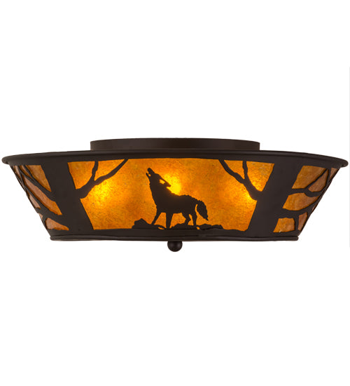 Meyda Tiffany Northwoods Wolf On The Loose 162070 Ceiling Light - Oil Rubbed Bronze