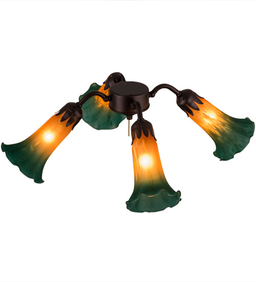 Meyda Tiffany Amber/Green Pond Lily 162971 Ceiling Fan - Mahogany Bronze