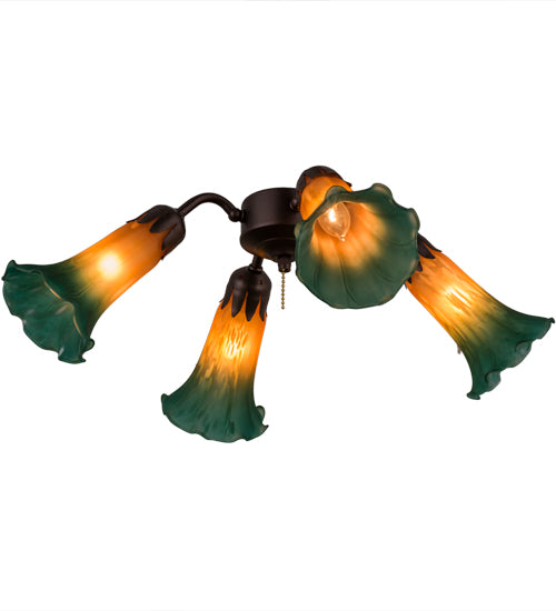 Meyda Tiffany Amber/Green Pond Lily 162971 Ceiling Fan - Mahogany Bronze