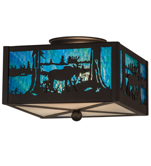 Meyda Tiffany Moose At Lake 163101 Ceiling Light - Oil Rubbed Bronze