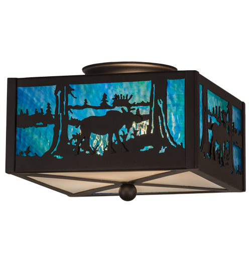 Meyda Tiffany Moose At Lake 163101 Ceiling Light - Oil Rubbed Bronze