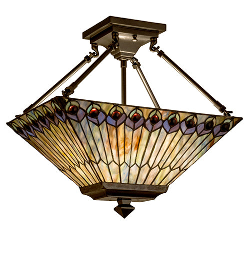 Meyda Tiffany Tiffany Jeweled Peacock 163377 Ceiling Light - Oil Rubbed Bronze