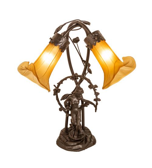 Meyda Tiffany Lighting 16362 Amber Two Light Table Lamp Lamp Bronze / Dark