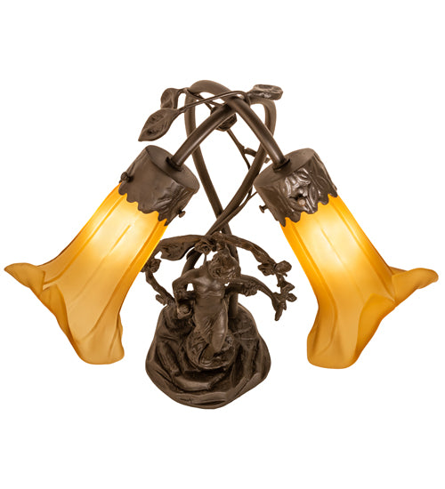 Meyda Tiffany Lighting 16362 Amber Two Light Table Lamp Lamp Bronze / Dark