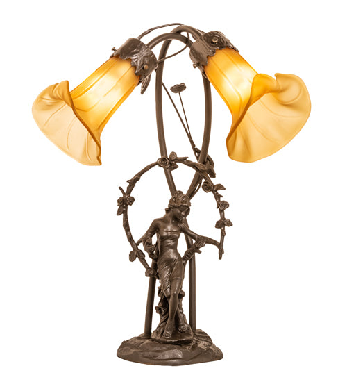Meyda Tiffany Lighting 16362 Amber Two Light Table Lamp Lamp Bronze / Dark