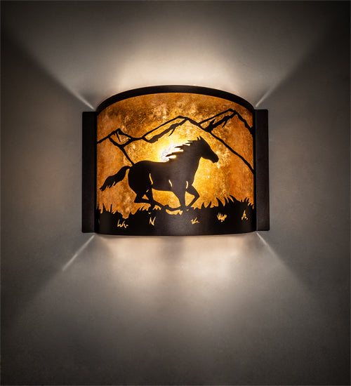 Meyda Tiffany Running Horses 163884 Wall Light - Mahogany Bronze