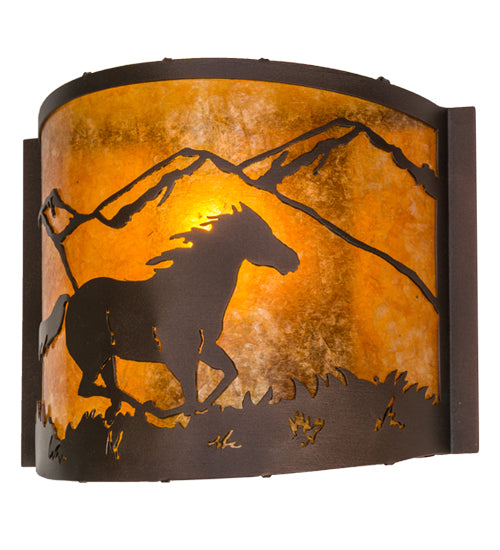 Meyda Tiffany Running Horses 163884 Wall Light - Mahogany Bronze