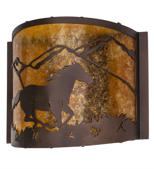 Meyda Tiffany Running Horses 163884 Wall Light - Mahogany Bronze