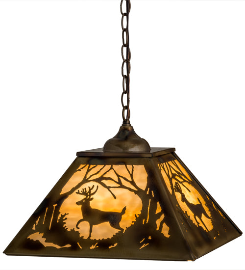 Meyda Tiffany Deer At Dawn 164000 Pendant Light - Brass Tint, Burnished Brass