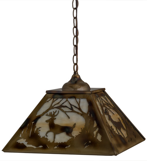Meyda Tiffany Deer At Dawn 164000 Pendant Light - Brass Tint, Burnished Brass