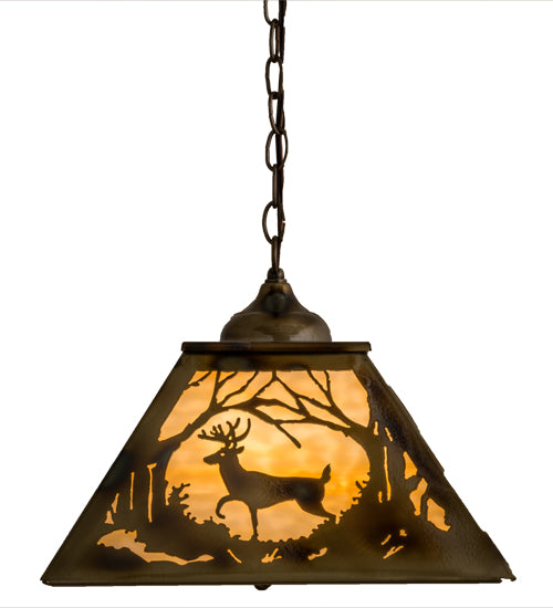 Meyda Tiffany Deer At Dawn 164000 Pendant Light - Brass Tint, Burnished Brass