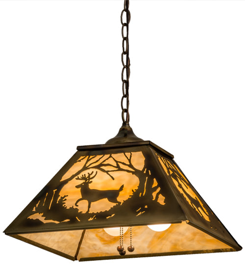Meyda Tiffany Deer At Dawn 164000 Pendant Light - Brass Tint, Burnished Brass
