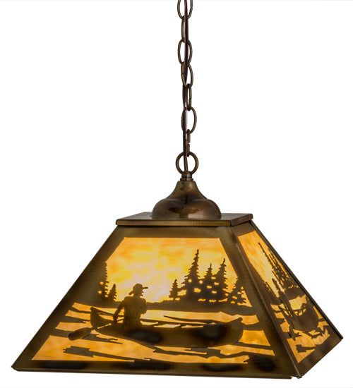Meyda Tiffany Canoe At Lake 164026 Pendant Light - Burnished Brass
