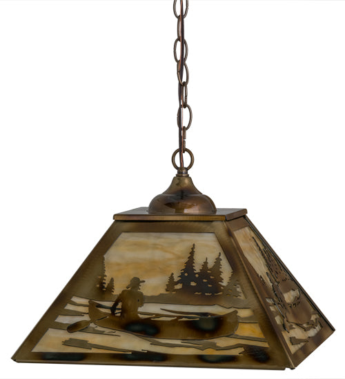Meyda Tiffany Canoe At Lake 164026 Pendant Light - Burnished Brass
