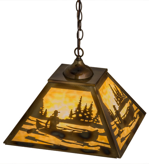 Meyda Tiffany Canoe At Lake 164026 Pendant Light - Burnished Brass