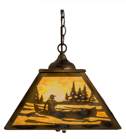 Meyda Tiffany Canoe At Lake 164026 Pendant Light - Burnished Brass