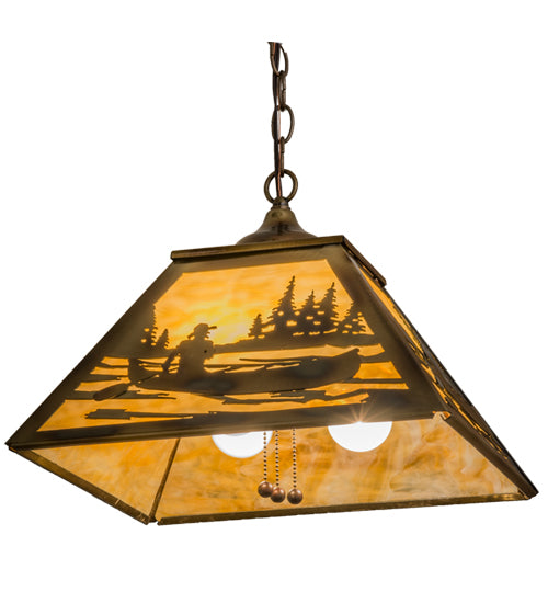 Meyda Tiffany Canoe At Lake 164026 Pendant Light - Burnished Brass