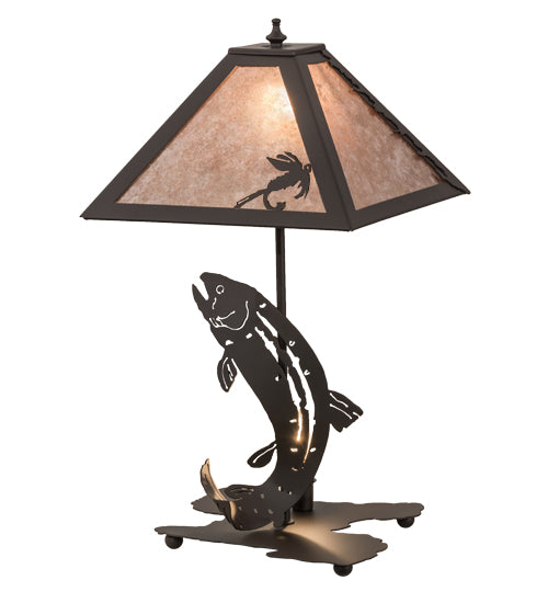 Meyda Tiffany Lighting 164182 Leaping Trout Two Light Table Lamp Lamp Bronze / Dark