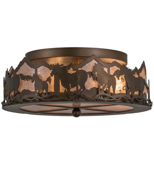 Meyda Tiffany Running Horses 164280 Ceiling Light - Antique Copper