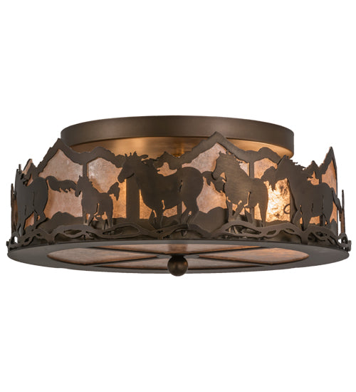 Meyda Tiffany Running Horses 164280 Ceiling Light - Antique Copper