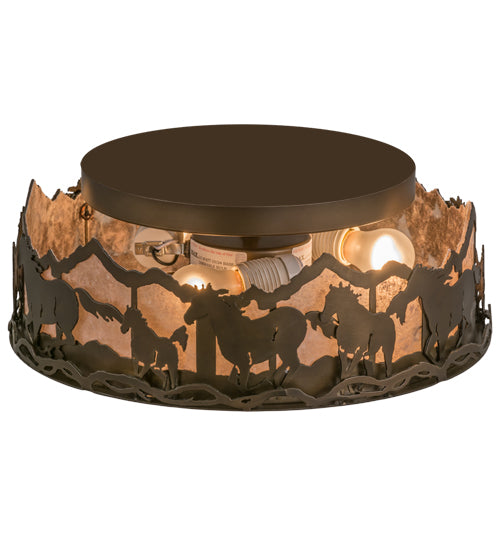 Meyda Tiffany Running Horses 164280 Ceiling Light - Antique Copper
