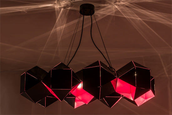 Meyda Tiffany Vierzehn 164481 Pendant Light - Mirror Black/Striking Violet