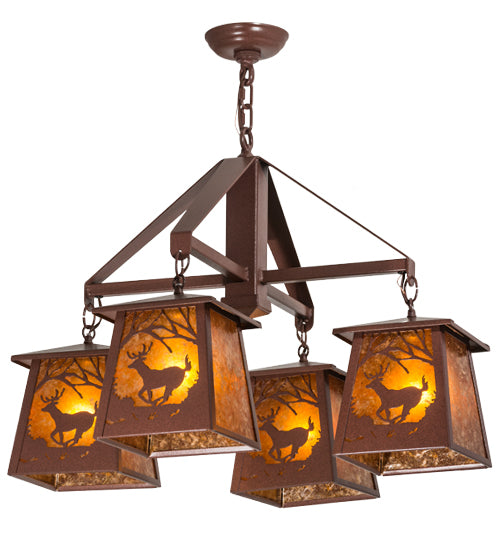 Meyda Tiffany Deer At Dawn 164573 Chandelier Light - Rust