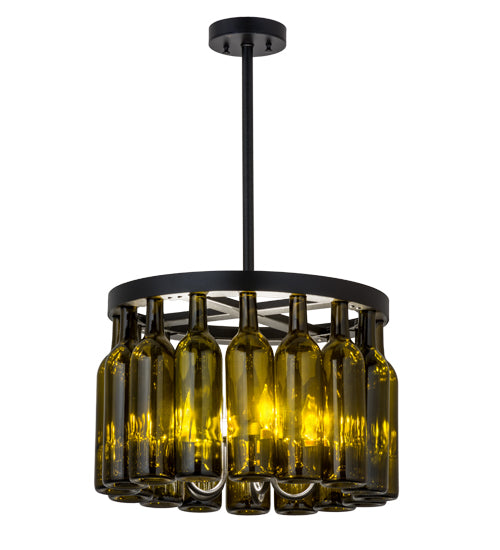 Meyda Tiffany Tuscan Vineyard 164832 Pendant Light - Black/Green Bottles