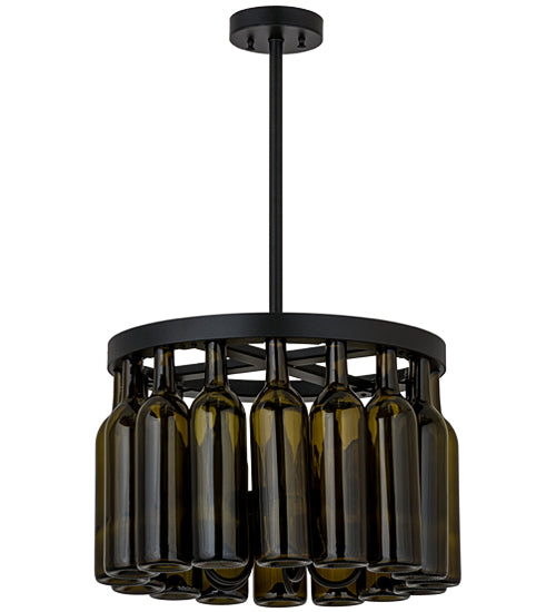 Meyda Tiffany Tuscan Vineyard 164832 Pendant Light - Black/Green Bottles