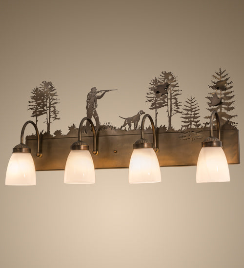 Meyda Tiffany Quail Hunter W/Dog 165087 Bath Vanity Light 29 in. wide - Antique Copper