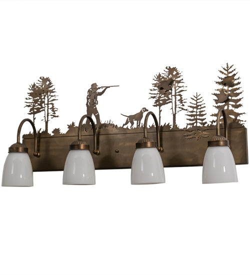 Meyda Tiffany Quail Hunter W/Dog 165087 Bath Vanity Light 29 in. wide - Antique Copper