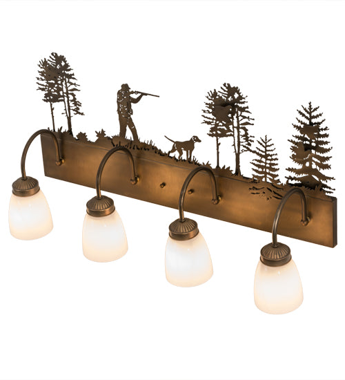Meyda Tiffany Quail Hunter W/Dog 165087 Bath Vanity Light 29 in. wide - Antique Copper