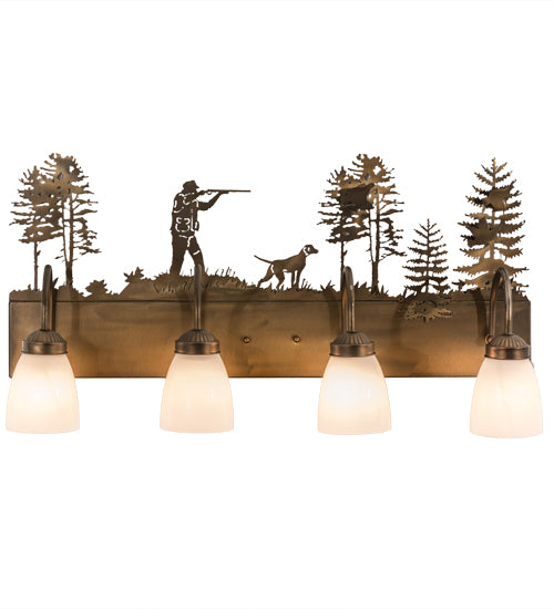 Meyda Tiffany Quail Hunter W/Dog 165087 Bath Vanity Light 29 in. wide - Antique Copper