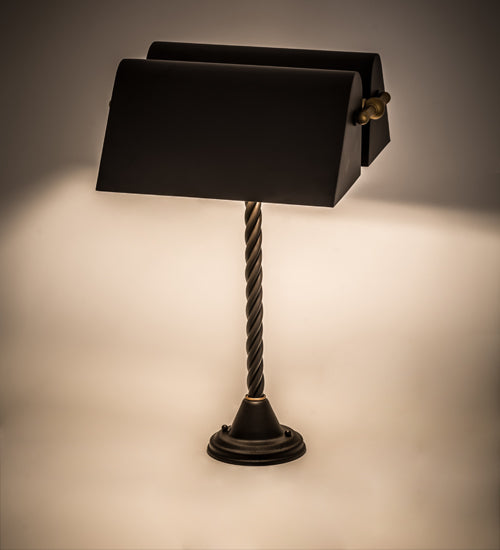 Meyda Tiffany Lighting 165093 Belmont Two Light Banker's Lamp Lamp Bronze / Dark