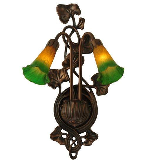 Meyda Tiffany Amber/Green Pond Lily 16573 Wall Light - Nickel